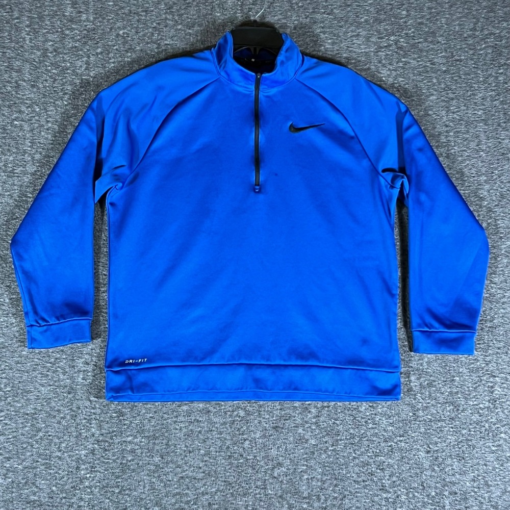 Nike Dri Fit Quarter Zip Pullover Men's Large Blue Long Sleeve Athletic Shirt